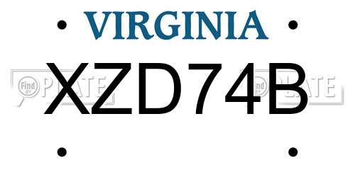 XZD74B Virginia License Plate