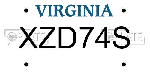 XZD74S Virginia License Plate