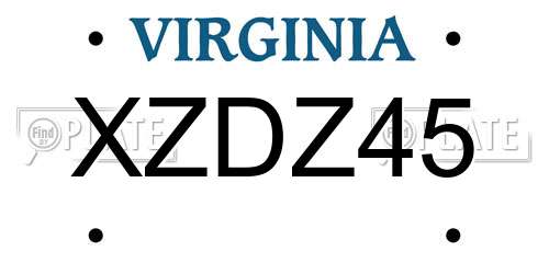 XZDZ45 Virginia License Plate