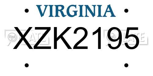 XZK2195 Virginia License Plate