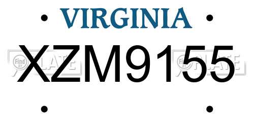 XZM9155 Virginia License Plate