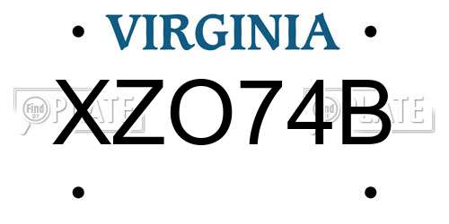XZO74B Virginia License Plate