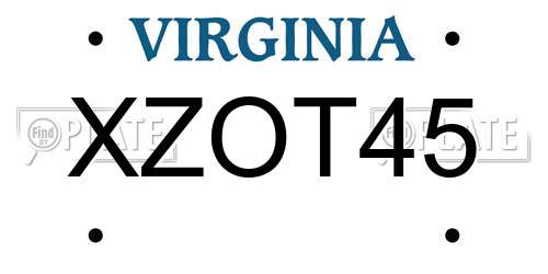 XZOT45 Virginia License Plate