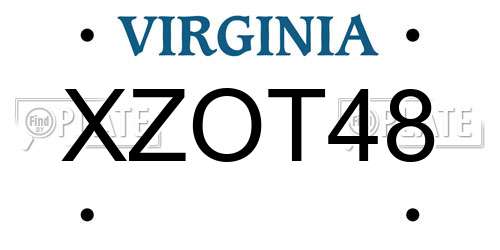 XZOT48 Virginia License Plate