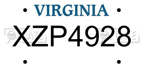 XZP4928 Virginia License Plate