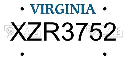 XZR3752 Virginia License Plate
