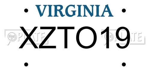 XZTO19 Virginia License Plate