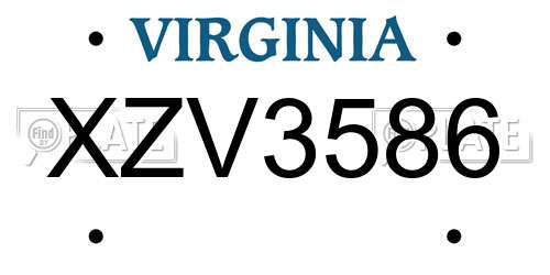 XZV3586 Virginia License Plate