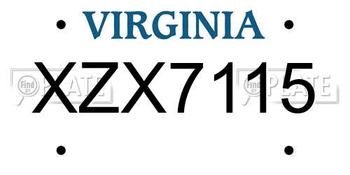 XZX7115 Virginia License Plate