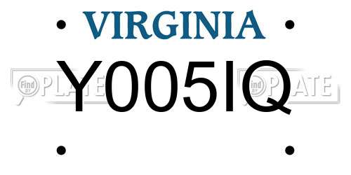 Y005IQ Virginia License Plate