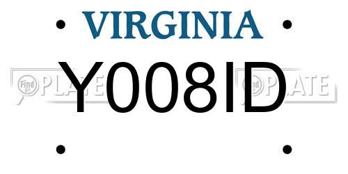 Y008ID Virginia License Plate