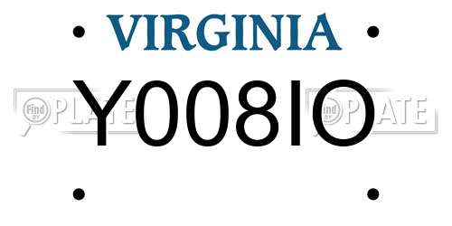 Y008IO Virginia License Plate