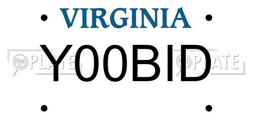 Y00BID Virginia License Plate