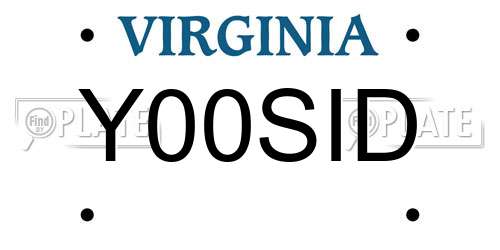Y00SID Virginia License Plate