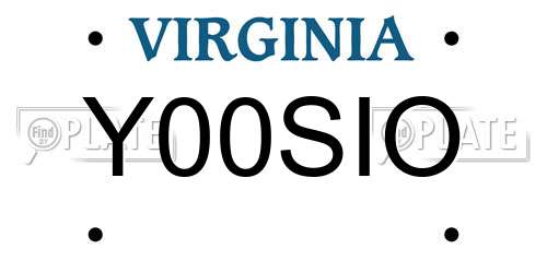 Y00SIO Virginia License Plate