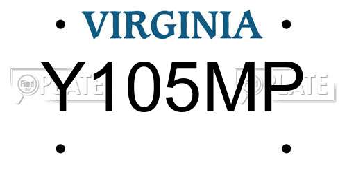 Y105MP Virginia License Plate