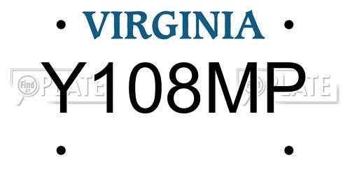 Y108MP Virginia License Plate