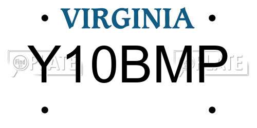 Y10BMP Virginia License Plate