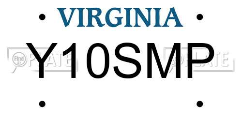 Y10SMP Virginia License Plate