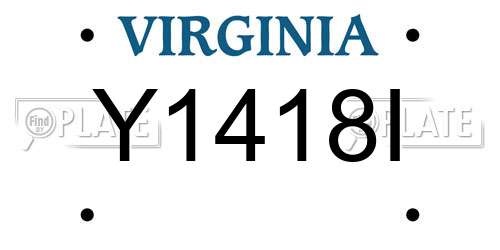 Y1418I Virginia License Plate