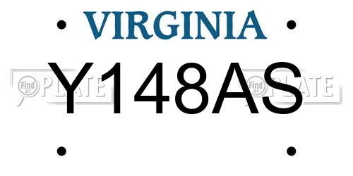 Y148AS Virginia License Plate