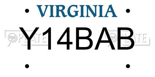 Y14BAB Virginia License Plate
