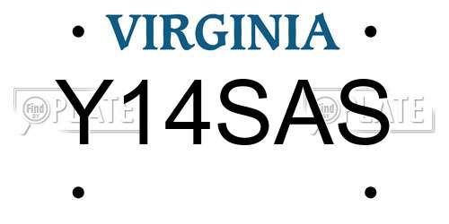 Y14SAS Virginia License Plate