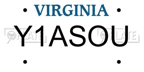 Y1ASOU Virginia License Plate