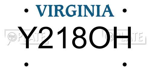 Y218OH Virginia License Plate
