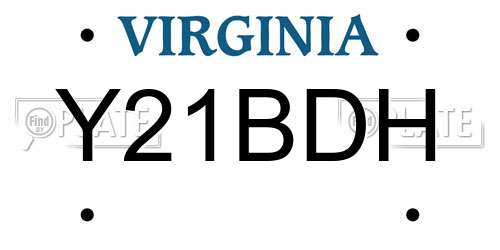 Y21BDH Virginia License Plate