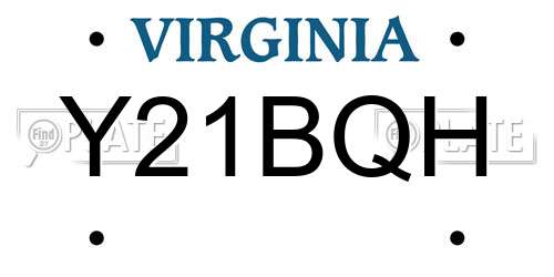 Y21BQH Virginia License Plate