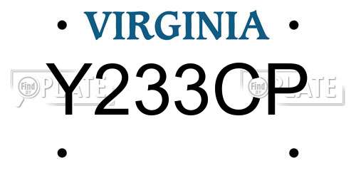 Y233CP Virginia License Plate