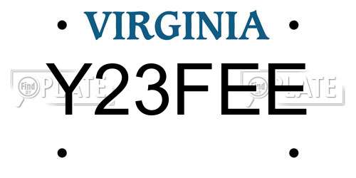 Y23FEE Virginia License Plate