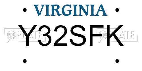 Y32SFK Virginia License Plate