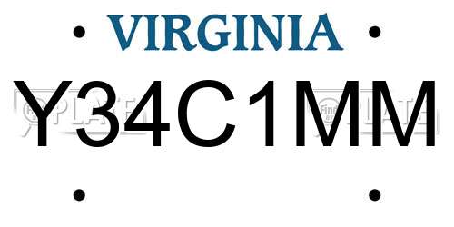 Y34C1MM Virginia License Plate