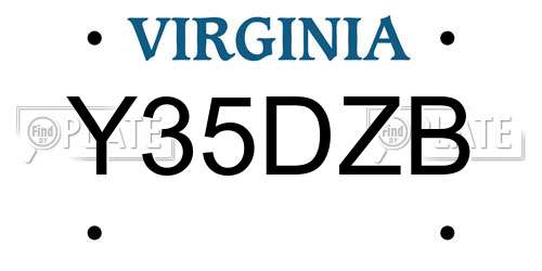Y35DZB Virginia License Plate