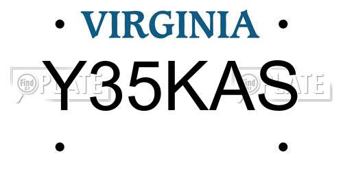 Y35KAS Virginia License Plate