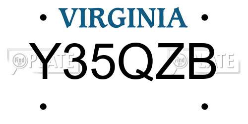 Y35QZB Virginia License Plate