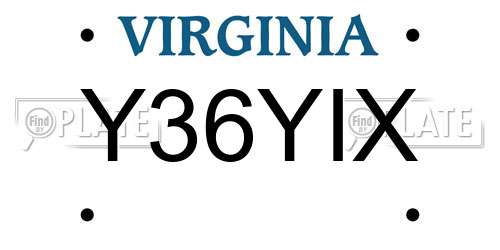 Y36YIX Virginia License Plate