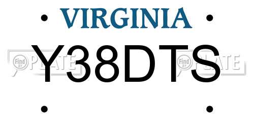 Y38DTS Virginia License Plate