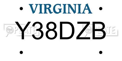 Y38DZB Virginia License Plate