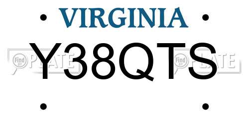 Y38QTS Virginia License Plate