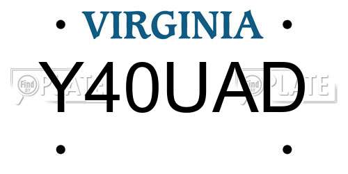 Y40UAD Virginia License Plate