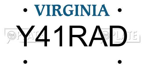 Y41RAD Virginia License Plate