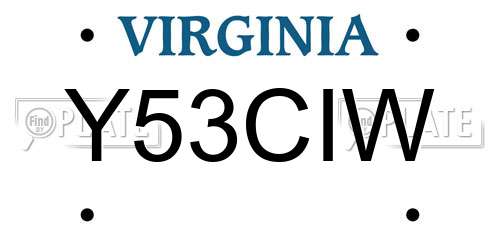 Y53CIW Virginia License Plate