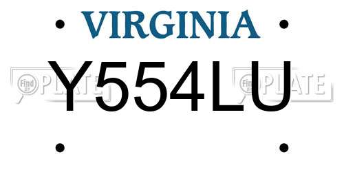 Y554LU Virginia License Plate
