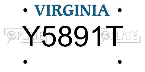 Y5891T Virginia License Plate