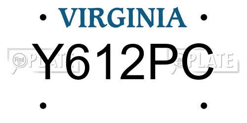 Y612PC Virginia License Plate