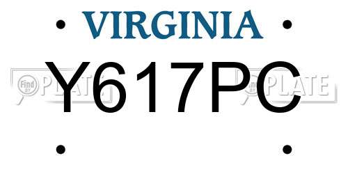 Y617PC Virginia License Plate