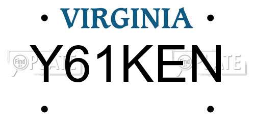 Y61KEN Virginia License Plate